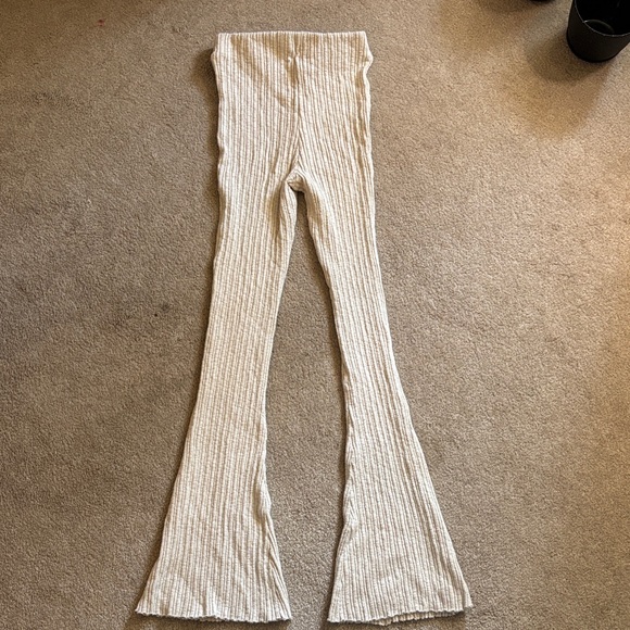 Urban Outfitters Cream Flare Ribbed Knit Lounge Pants - Picture 3 of 4